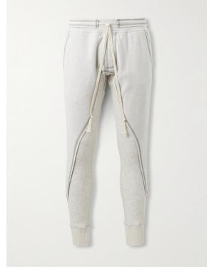 Greg Lauren Slim-Fit Panelled Cotton-Jersey Joggers - White