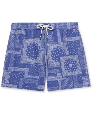 Hartford Straight-Leg Mid-Length Printed Swim Shorts - Blue