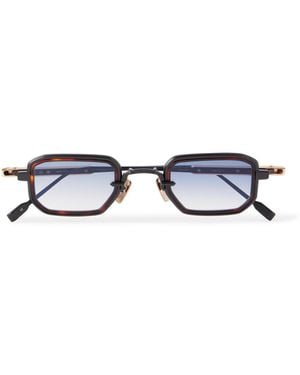 sato Deneb-T Square-Frame Titanium, Tortoiseshell Acetate And-Tone Sunglasses - White