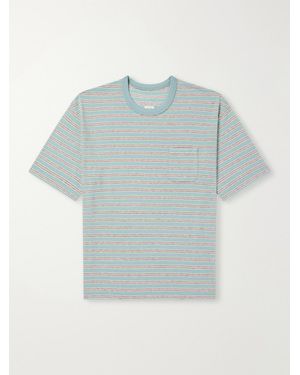 Visvim Jumbo Border Striped Wool And Cotton-Blend T-Shirt - Blue