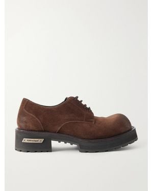 Balenciaga Venom Waxed-suede Oxford Shoes - Brown