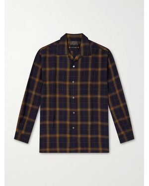Beams Plus Convertible-Collar Checked Woven Shirt - Blue