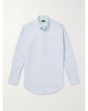 Sid Mashburn Button-Down Collar Striped Cotton Oxford Shirt - White