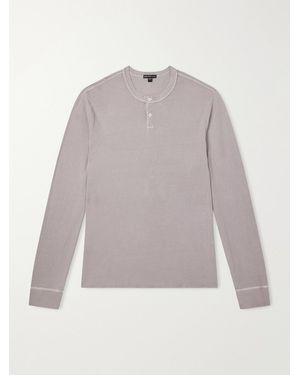 James Perse Cotton-Jersey Henley T-Shirt - Grey