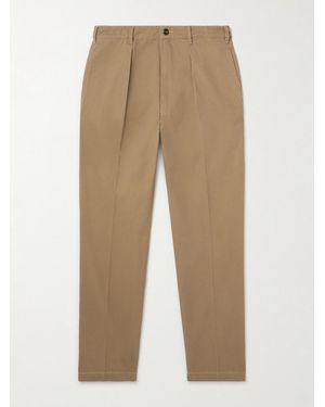 Drake's Him Games Tapered Pleated Cotton-Twill Trousers - Natural