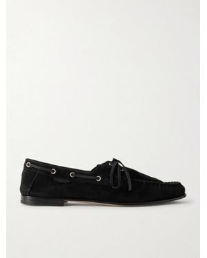 Tom Ford Theo Suede Boat Shoes - Black