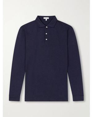 Peter Millar Herringbone Cotton-Blend Polo Shirt - Blue