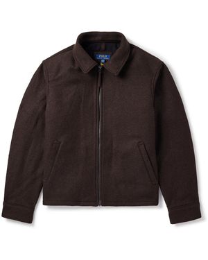 Polo Ralph Lauren Logo-embroidered Brushed Wool-twill Bomber Jacket - Black