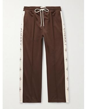 CHERRY LA Straight-Leg Embellished Striped Tech-Jersey Track Trousers - Brown