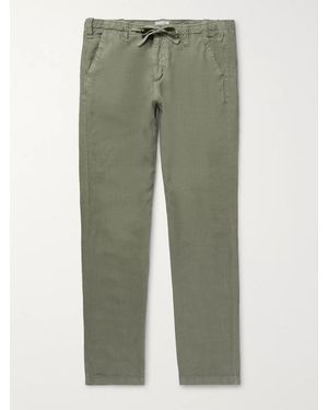 Hartford Troy Slim-Fit Linen-Chambray Drawstring Pants - Green