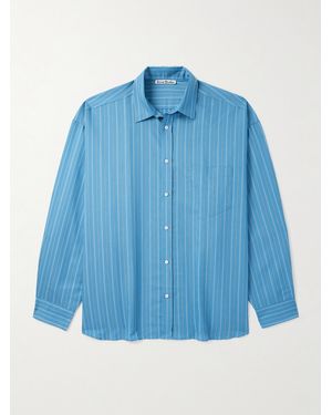 Acne Studios Soffia Oversized Striped Lyocell-Blend Shirt - Blue