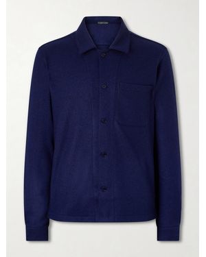 Tom Ford Logo-embroidered Cashmere Shirt - Blue