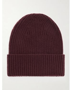 William Lockie Ribbed Cashmere Beanie - Red