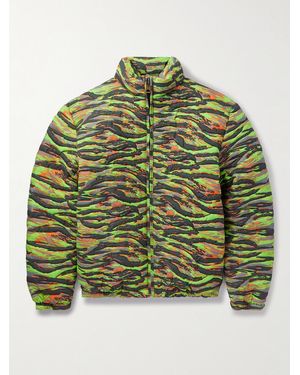 ERL Printed Quilted Cotton-Jacquard Down Jacket - Green