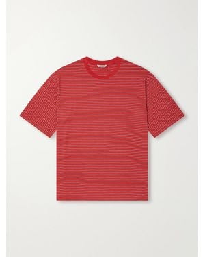 AURALEE Striped Wool-Jersey T-Shirt - Red