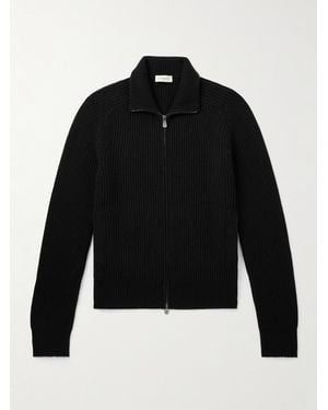 Piacenza 1733 Ribbed Cashmere Zip-Up Cardigan - Black