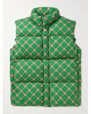 ERL Checked Quilted Cotton-Jacquard Down Gilet - Green