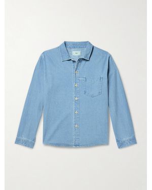 Folk Loop Cord-Trimmed Denim Shirt - Blue