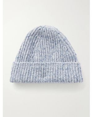 Inis Meáin Ribbed Cashmere Beanie - Blue