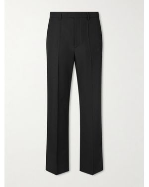Valentino Garavani Straight-leg Pleated Grain De Poudre Wool Trousers - Black