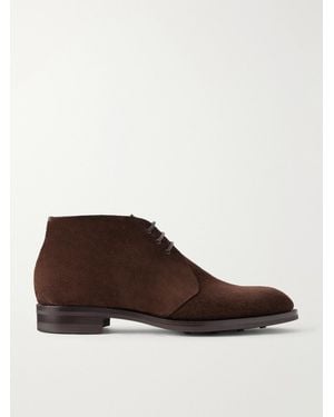 Edward Green Lanark Waxed-Suede Desert Boots - Braun