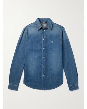 Versace Logo-Appliquéd Denim Shirt - Blue