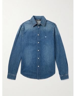 Versace Logo-Appliquéd Denim Shirt - Blue