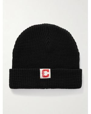 CHERRY LA Logo-appliquéd Waffle-knit Cotton Beanie - Black