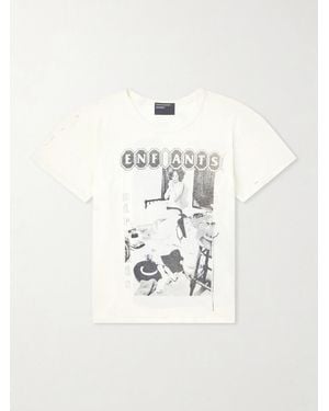 Enfants Riches Deprimes Show Me Kansas Distressed Printed Cotton-Jersey T-Shirt - White
