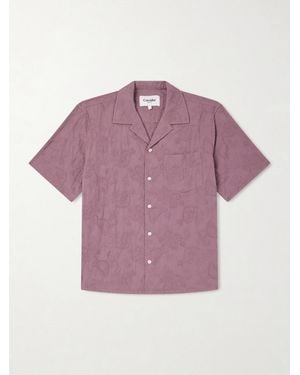 Corridor NYC Camp Collar Paisley-Embroidered Cotton Shirt - Purple