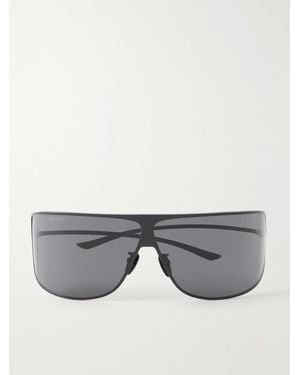 Gucci Shield-Style Metal Sunglasses - Grau