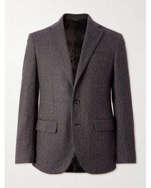 Loro Piana Torino Pinstripe Herringbone Cashmere-Tweed Blazer - Black