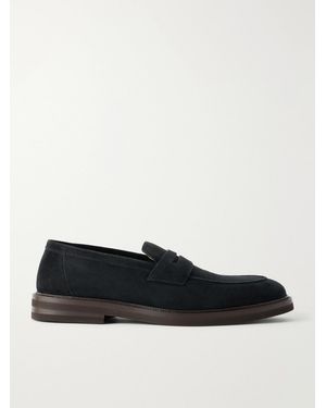 Brunello Cucinelli Flex Suede Penny Loafers - Black