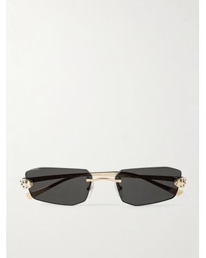 Cartier Panthère De Cartier Rimless Rectangle-Frame-Tone Sunglasses - Metallic