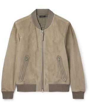 Tom Ford Suede Bomber Jacket - Natural
