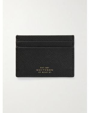 Smythson Panama Cross-Grain Leather Cardholder - Black