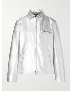 Golden Bear The Waterfront Slim-Fit Metallic Leather Jacket - White