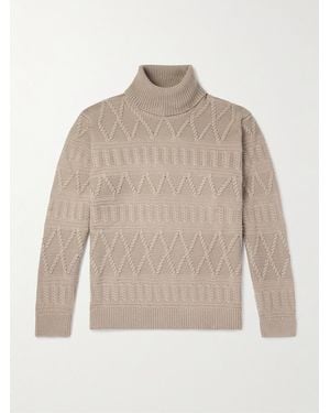ZEGNA Jacquard-Knit Wool Rollneck Sweater - Natural
