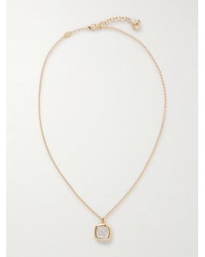 Gucci Crest Gold- and Silver-Tone Pendant Necklace - Weiß