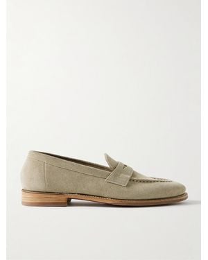 Grenson Floyd Suede Penny Loafers - Natural