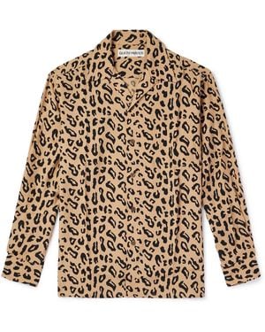 Wacko Maria Convertible-Collar Leopard-Print Woven Shirt - Natural