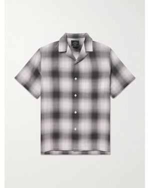 Portuguese Flannel Smogy Convertible-Collar Checked Cotton Shirt - Grey