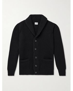 Kingsman Shawl-Collar Ribbed Wool Cardigan - Black