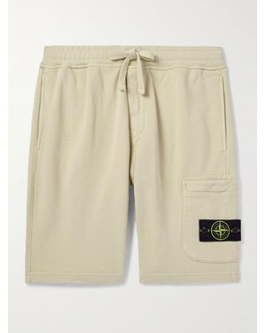 Stone Island Straight-Leg Logo-Appliquéd Cotton-Jersey Drawstring Shorts - Natural