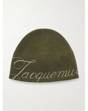 Jacquemus The Atelier Logo-jacquard Knitted Beanie - Green