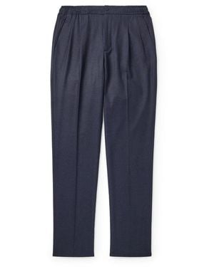 Rubinacci Leisure Straight-Leg Pleated Wool-Flannel Pants - Blue