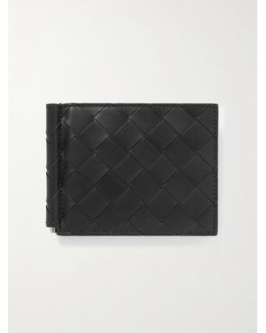 Bottega Veneta Intrecciato Leather Billfold Wallet With Money Clip - Black