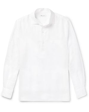 Loro Piana Arizona Linen Half-Placket Shirt - White