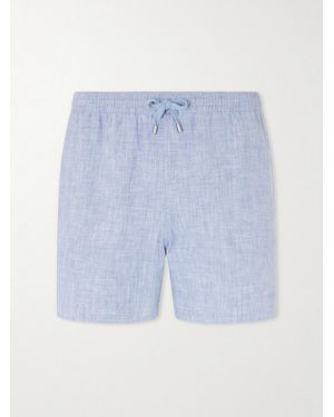 Ralph Lauren Amalfi Straight-Leg Drawstring Linen-Blend Shorts - Blau