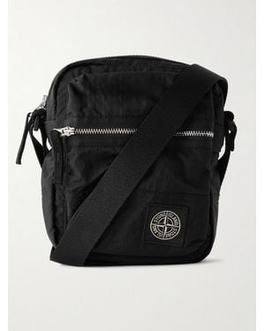 Stone Island Shotter Logo-Appliquéd Coated Econyl Nylon Metal Messenger Bag - Black